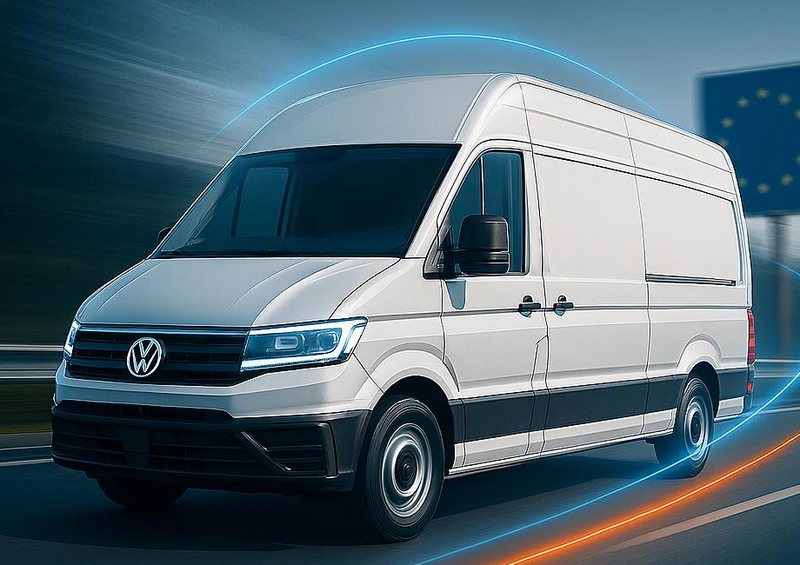 Dodávka VW Crafter na dálnici